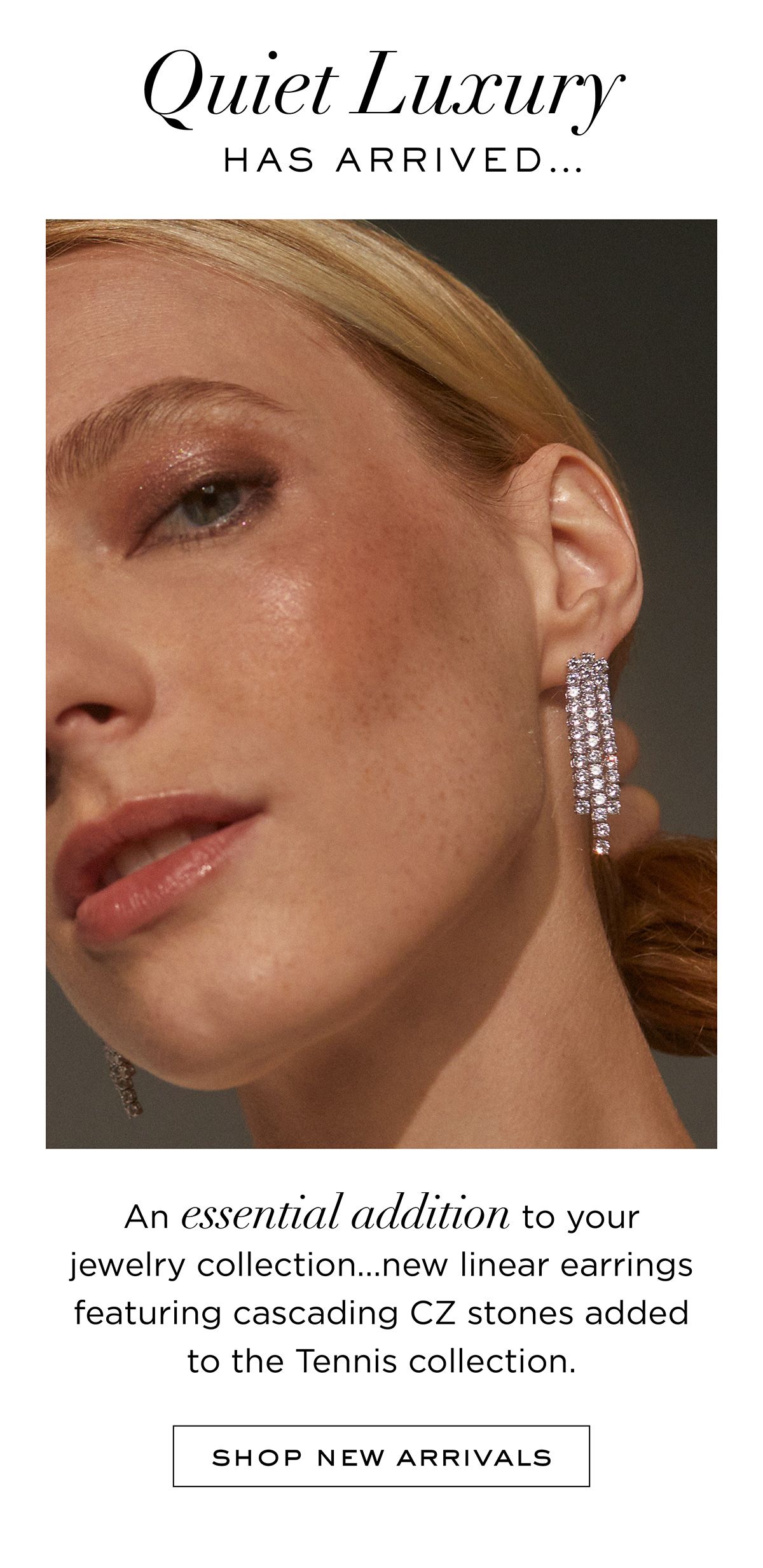 Quiet Luxury Has Arrived... An essential addition to your jewelry collection...new linear earrings featuring cascading CZ stones added to the Tennis collection.